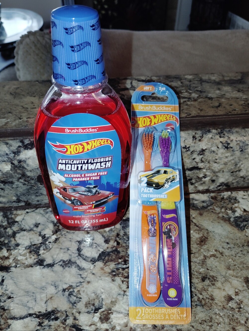 BrushBuddies Hot Wheels Kids Mouthwash & 2-Pack Toothbrushes - Red & Blue